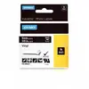 Image de DYMO 1805437 Rhino Bande Vinyle Adhésive Permanente Blanc sur Noire 9mm x 5.5m