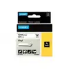 Image de DYMO 18444 Rhino Ruban Vinyl Coloré Blanc sur Noir 12mm x 5.5m