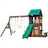 Image de Aire de jeux en bois avec balançoires e