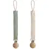 Image de Lot de 2 attaches-sucettes en lin olive-sand