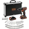 Image de Black & Decker Perceuse-visseuse sans fil Lithium Ion BDCDC18BAFC 18V avec 2 batteries et 80 accessoires