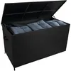 Image de Coffre De Rangement En Rotin Noir, Grande CapacitÃ© 582 L, Portable Avec Roues & PoignÃ©e, RÃ©sistant Aux Uv & IntempÃ©ries, Ouverture AssistÃ©e Par Gaz, Jardin Patio Terrasse [Sac ImpermÃ©able Inclus]