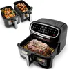 Image de Duronic AF34 BK Set Friteuse Ã  Air avec 1 grand tiroir de 10L et 2 petits tiroirs de 5L inclus  10 Programmes de Cuisson PrÃ©rÃ©glÃ©s  Sans huile  Fonctions Sync Cook Sync Finish