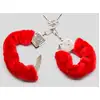 Image de Menottes en métal avec fourrure Furry Handcuffs rouge