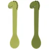 Image de Set De 2 CuillÃ¨res Silicone Mr Dino - Vert