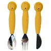 Image de Set De 3 Couverts En Silicone Et Acier Inoxydable Mr. Lion - Jaune