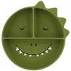 Image de Assiette Silicone Avec Ventouse Et Compartiments Mr Dino - Vert
