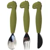 Image de Couverts 3 PiÃ¨ces Manches En Silicone Mr Dino - Vert