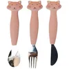 Image de Set De 3 Couverts En Silicone Et Acier Inoxydable Mrs. Cat - Rose