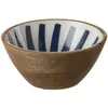 Image de Bol En Manguier DÃ©corÃ© Marine Et Blanc 17 Cm