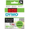 Image de Dymo 53717 (S0720970) - (24 mm x 24 mm) - Noir sur rouge - Ruban