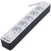 Image de CHACON Bloc multiprise 5 prises 16 A avec 2 ports USB et cÃ¢ble 1.5 m HO5VV-F 3x1.5 mmÂ² blanc et gris