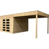 Image de Abri De Jardin Avec Terrasse Tarento - Bois Massif 19mm - 292x290cm