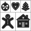 Image de Tampon bois Set Gingerbread sapins 5 pcs