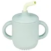 Image de Gobelet Avec Paille Vert Silicone - Nattou