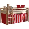Image de Vipack Pino Lit Compact Pin Massif Naturel 209 X 105 X 114 Cm + Rideau De Lit Chucky