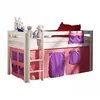 Image de Vipack PINO Lit sureleve en pin massif avec sommier Blanc + Rideau de lit Bella