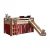 Image de Vipack Pino Lit Compact Avec Toboggan Pin Massif Nature + Rideau De Lit Chucky