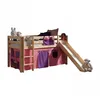 Image de Vipack Pino Lit Compact Avec Toboggan Pin Massif Nature + Rideau De Lit Bella