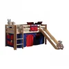 Image de Vipack Pino Lit Compact Avec Toboggan Pin Massif Nature + Rideau De Lit Domino