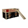 Image de Vipack Pino Lit Compact Avec Toboggan Pin Massif Nature + Rideau De Lit Pirate