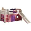 Image de Vipack PINO Lit mezzanine avec toboggan pin massif Blanc + Rideau de lit Bella