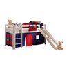Image de Vipack PINO Lit mezzanine avec toboggan pin massif Blanc + Rideau de lit Domino