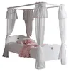 Image de Vipack Amori Lit Simple Baldaquin 90x200cm Laqu Blanc + Rideau De Lit