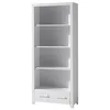 Image de Vipack ERIK Bibliothque bois laqu Blanc 3 tablettes et 1 tiroir L87xH205cm