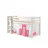 Image de Vipack Pino Lit Sureleve En Pin Massif Avec Sommier Blanc + Rideau De Lit Princess