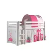 Image de Vipack Pino Lit Sureleve En Pin Massif 90x200cm Avec Sommier Blanc + Rideau + Tunnel De Lit Princess