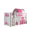 Image de Vipack Pino Lit Sureleve Avec Sommier Blanc + Rideau + Tunnel De Lit + 3 Pochettes Little Princess