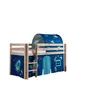 Image de Vipack Pino Lit Compact Pin Massif Naturel 209 X 105 X 114 Cm + Rideau Et Tunnel De Lit Astro