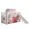 Image de Vipack Pino Lit Mezzanine Avec Toboggan + Spring Tunnel Et Rideau De Lit + 3 Pochettes