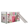 Image de Vipack Pino Lit Mezzanine Avec Toboggan Pin Massif Blanc + Spring Rideau Et 3 Pochettes