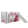 Image de Vipack Pino Lit Mezzanine Avec Toboggan Pin Massif Blanc + Little Princess Rideau Et 3 Pochettes
