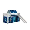 Image de Vipack Pino Lit Mezzanine Avec Toboggan + Space Rideau Et Tunnel De Lit + 3 Pochettes