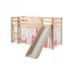 Image de Vipack Pino Lit Compact Avec Toboggan Pin Massif Nature + Rideau De Lit Princes