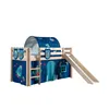 Image de Vipack Pino Lit Compact Avec Toboggan Pin Massif + Rideau, Tunnel Et 3 Pochettes De Lit Astro