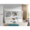 Image de Vipack Malia Lit Cabane 90x200 Avec Toit Blanc + Lit Gigogne