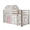 Image de Vipack Pino Lit Sureleve En Pin Massif 90x200cm Avec Sommier Blanc + Rideau Et Tunnel De Lit Birdy