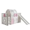 Image de Vipack Pino Lit Mezzanine Avec Toboggan Blanc + Rideau Et Tunnel De Lit + 3 Pochettes Birdy