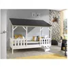 Image de Vipack Malia Lit Cabane 90x200 Avec Toit Noir + Sommier 16 Lattes 90x200cm Beige