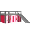 Image de Vipack Lit Enfant Surlev Avec Toboggan Pino 90x200cm Gris + Rideau De Lit Chucky