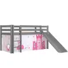 Image de Vipack Lit Enfant Surlev Avec Toboggan Pino 90x200cm Gris + Rideau De Lit Princess