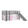 Image de Vipack Lit Enfant Surlev Avec Toboggan Pino 90x200cm Gris + Rideau De Lit Birdy