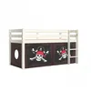 Image de Vipack PINO Lit sureleve en pin massif avec sommier Blanc + Rideau en 4 parties Pirate des Caraibes