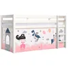 Image de Vipack PINO Lit sureleve en pin massif avec sommier Blanc + Rideau en 4 parties Princesse