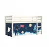 Image de Vipack PINO Lit sureleve en pin massif 90x200cm avec sommier Blanc + Rideau en 4 parties Espace