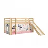 Image de Vipack Pino Lit Compact Avec Toboggan Pin Massif Nature + Rideau En 4 Parties Princesse